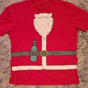 Travis Mathew Red Santa Belt Graphic Tee with Green Bottle